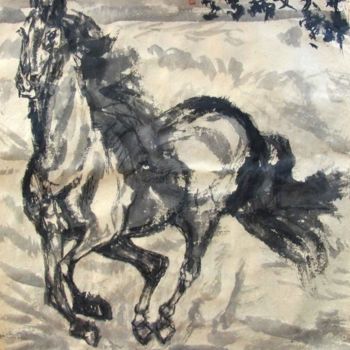 Painting titled "running horse" by Mike Lee, Original Artwork