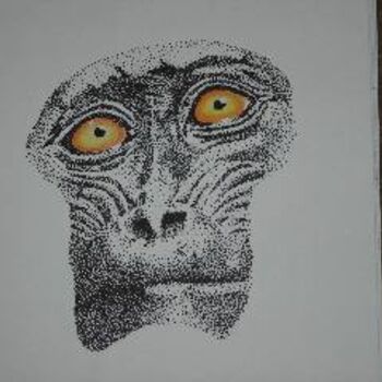Drawing titled "Monkey Face" by Mikel Nation, Original Artwork