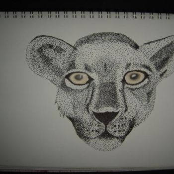 Drawing titled "Lion Cub" by Mikel Nation, Original Artwork