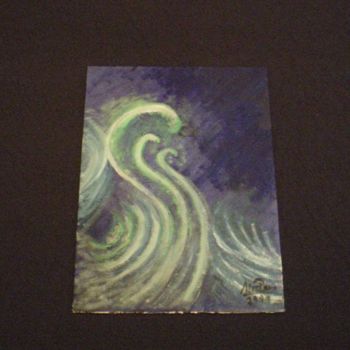 Painting titled "Abstract Wave" by Michael Davis, Original Artwork, Oil