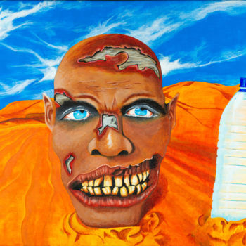 Ζωγραφική με τίτλο "Zombie got pranked" από Mikey Lee, Αυθεντικά έργα τέχνης, Ακρυλικό Τοποθετήθηκε στο Ξύλινο φορείο σκελετό