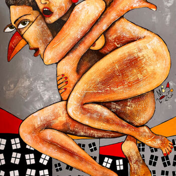 Картина под названием "On the wings of love" - Mikhail Baranovskiy, Подлинное произведение искусства, Акрил Установлен на Де…