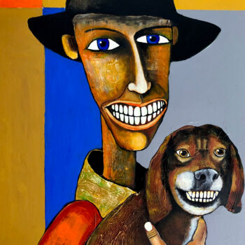 Painting titled "When You're Smiling…" by Mikhail Baranovskiy, Original Artwork, Acrylic Mounted on Wood Stretcher frame