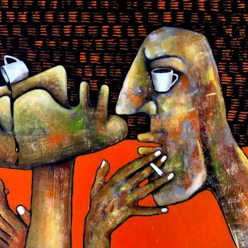 Pittura intitolato "Coffee break" da Mikhail Baranovskiy, Opera d'arte originale, Acrilico Montato su Telaio per barella in…