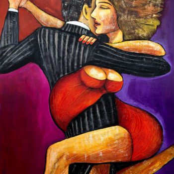 Painting titled "Tango whirlwind" by Mikhail Baranovskiy, Original Artwork, Acrylic Mounted on Wood Stretcher frame