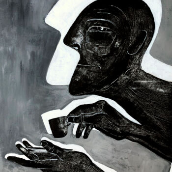 Painting titled "Black Coffee" by Mikhail Baranovskiy, Original Artwork, Acrylic Mounted on Wood Stretcher frame