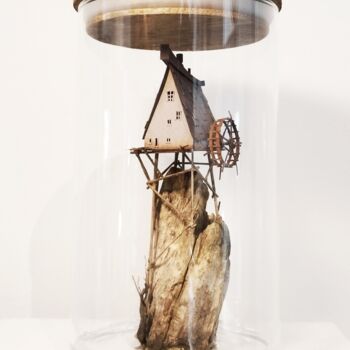 Sculpture titled ""Old mill"" by Mikhail Davydov, Original Artwork, Wood