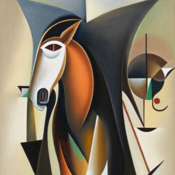 Digitale Kunst getiteld "Horse abstraction10" door Mikhail Deshuk, Origineel Kunstwerk, Digitaal Schilderwerk