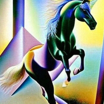 Digital Arts titled "Horse abstraction15" by Mikhail Deshuk, Original Artwork, Digital Painting
