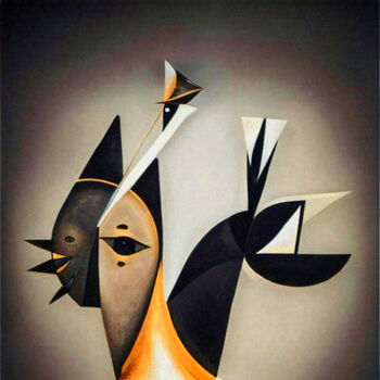 Digitale Kunst mit dem Titel "Abstract Cats2" von Mikhail Deshuk, Original-Kunstwerk, Digitale Malerei