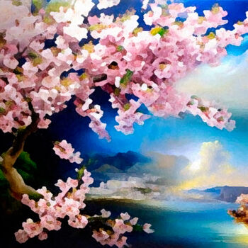 Digitale Kunst mit dem Titel "Sakura31" von Mikhail Deshuk, Original-Kunstwerk, Digitale Malerei