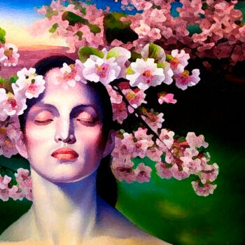Arte digitale intitolato "Sakura44" da Mikhail Deshuk, Opera d'arte originale, Pittura digitale