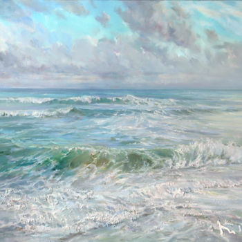 Peinture intitulée "The Seascape" par Mikhail Mikora, Œuvre d'art originale, Huile
