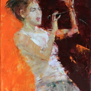 Painting titled "The Singer" by Mikhail Mikora, Original Artwork