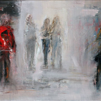 Painting titled "The street II. 2012" by Mikhail Mikora, Original Artwork, Oil
