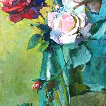 Pittura intitolato ""Rose"" da Mikhail Gabunia, Opera d'arte originale, Olio