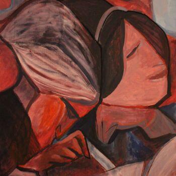 Painting titled "Reading grandma" by Mikhey Chikov, Original Artwork, Acrylic