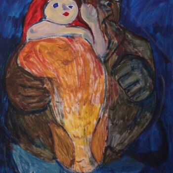 Pintura intitulada "Swimming with dad" por Mikhey Chikov, Obras de arte originais, Acrílico