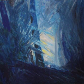 Schilderij getiteld "Blue forest" door Mikhey Chikov, Origineel Kunstwerk, Acryl
