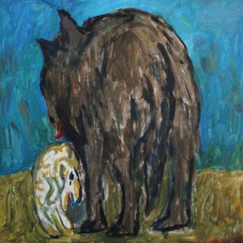 Pintura titulada "Le loup et L’agneau" por Mikhey Chikov, Obra de arte original, Acrílico