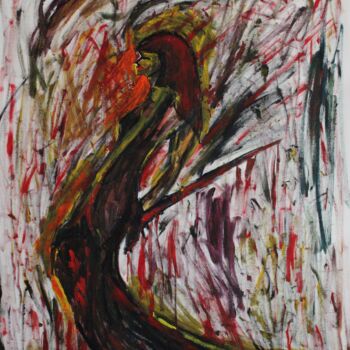 Painting titled "Judith in red" by Mikhey Chikov, Original Artwork, Acrylic