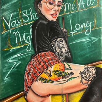 Drawing titled "Teacher" by Mikiart, Original Artwork, Pastel