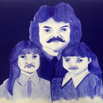 Рисунок под названием "Moustache Gracias" - Mikael Schneider, Подлинное произведение искусства, Гелевая ручка