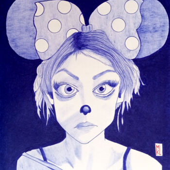 Zeichnungen mit dem Titel "Minnie Mouse" von Mikael Schneider, Original-Kunstwerk, Kugelschreiber