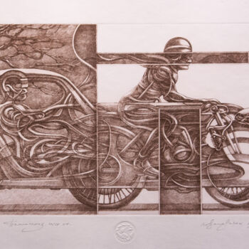 Gravures & estampes intitulée "Техногенез" par Mikola Samofalov (Nick Simone), Œuvre d'art originale, Gravure
