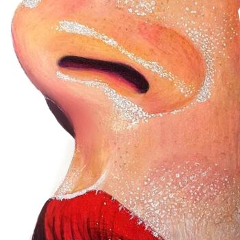 Rysunek zatytułowany „Red lips” autorstwa Mila Bnzh, Oryginalna praca, Ołówek