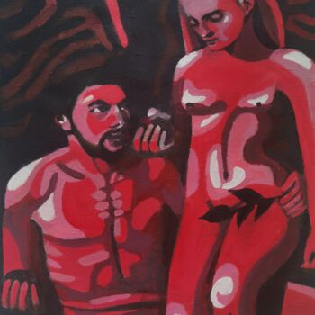 Painting titled "Adam et EVe" by Mila Bnzh, Original Artwork, Acrylic