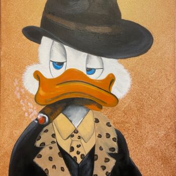 Schilderij getiteld "Donald Duck with a…" door Mila Frolova, Origineel Kunstwerk, Olie