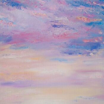 Painting titled "Painting the sky su…" by Mila Moiseeva, Original Artwork, Oil Mounted on Cardboard