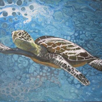 Malerei mit dem Titel "sea turtle" von Mila Molchanova, Original-Kunstwerk, Acryl