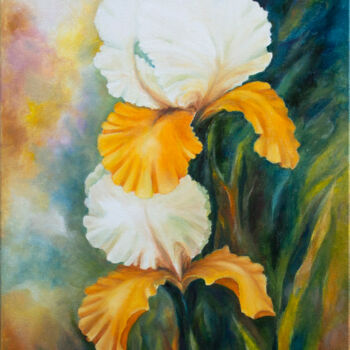 Peinture intitulée "Magic irises" par Mila Moroko, Œuvre d'art originale, Huile Monté sur Châssis en bois