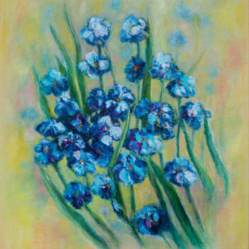 Painting titled "Breath of April" by Mila Moroko, Original Artwork, Oil Mounted on Wood Stretcher frame