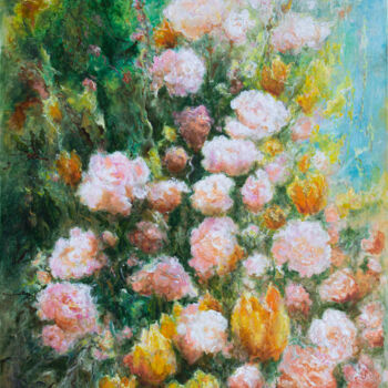 Malarstwo zatytułowany „Waltz of the flowers” autorstwa Mila Moroko, Oryginalna praca, Olej Zamontowany na Karton