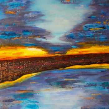 Painting titled "Sunset" by Milaa Rus, Original Artwork, Acrylic Mounted on Wood Stretcher frame
