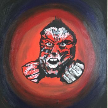 Painting titled "A whirlpool of anger" by Mila Derzhavina, Original Artwork, Acrylic Mounted on Wood Stretcher frame