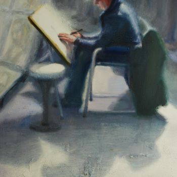 Painting titled "Artista callejero" by Milagros Ferrer, Original Artwork, Oil