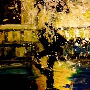 Peinture intitulée "walking in the rain…" par Bliss'Art, Œuvre d'art originale, Acrylique