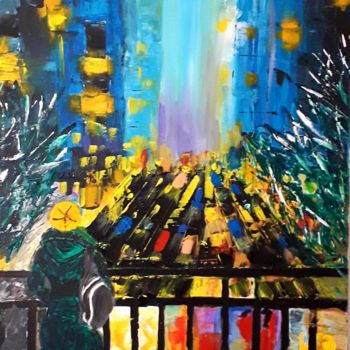 Pintura intitulada "Fille à new york" por Bliss'Art, Obras de arte originais, Acrílico