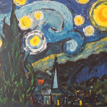 Peinture intitulée "La nuit étoilée cop…" par Bliss'Art, Œuvre d'art originale, Acrylique
