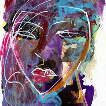 Painting titled "Head#1" by Milanda De Mont, Original Artwork, Acrylic