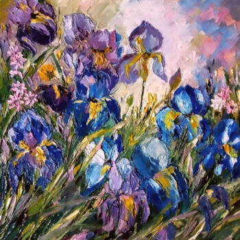 Painting titled ""Iris"" by Mila Midrygan, Original Artwork, Oil