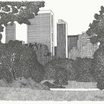 "Central Park. Manha…" başlıklı Resim Lauris Milbrets tarafından, Orijinal sanat, Jel kalem