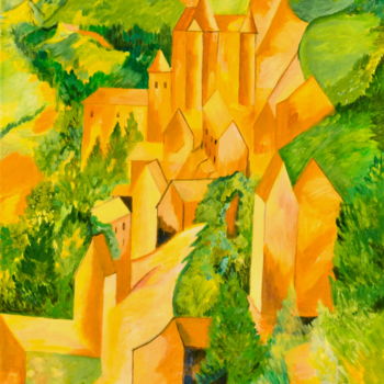 Peinture intitulée "Vue du Château Laro…" par François Milcar, Œuvre d'art originale, Huile