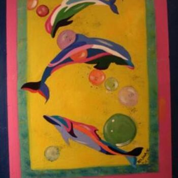 Painting titled "Dolphins dream" by Mildred Savage, Original Artwork