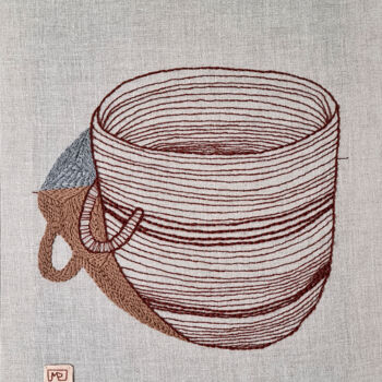Textile Art titled "Basket Studium II’23" by Milena Paladino, Original Artwork, Embroidery