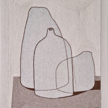 纺织艺术 标题为“Vase Composition XI…” 由Milena Paladino, 原创艺术品, 刺绣